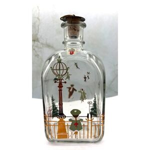 Vintage Holmegaard Glass Christmas Decanter Bottle Michael Bang Skater Brass Top